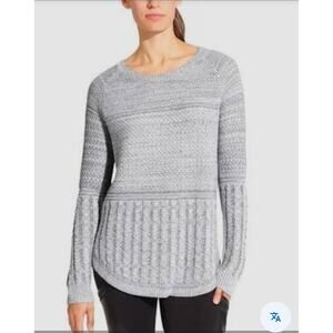 Athleta Borealis Grey Textured Cable Knit Wool Blend Sweater. Retails $108